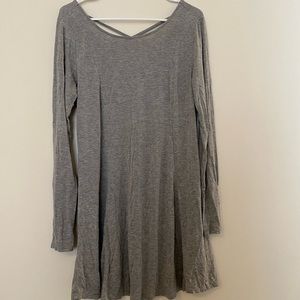 Grey strappy back long sleeve dress